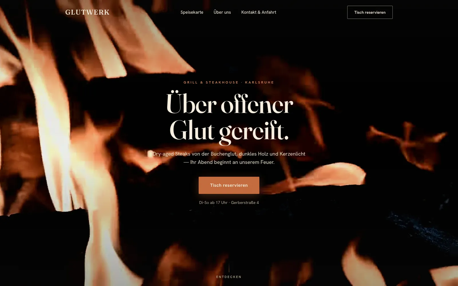 Screenshot der Website Glutwerk